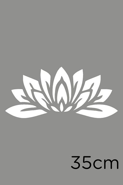 New Jargon Autocolant cu model de flori de lotus de 35 cm - cu frunze, alb