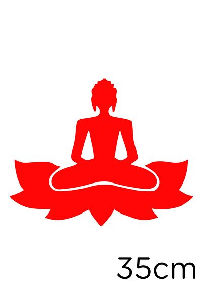 New Jargon Woman Doing Buddha Zen Yoga on Flower Sticker 35cm - Red
