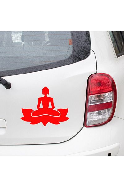 New Jargon Woman Doing Buddha Zen Yoga on Flower Sticker 35cm - Red