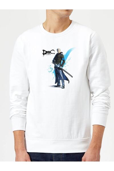 QIVI Dmc Vergil Devil May Cry Принт Білий Чоловічий Трикотажний Світшот З Довгими Рукавами
