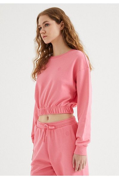WESTMARK LONDON Women's Pink Regular Fit Crop Sweatshirt