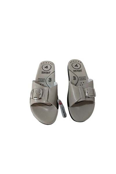 GEZER Ge088-010 Women's Cream Buckle Orthopedic Sole Daily Walking Slippers