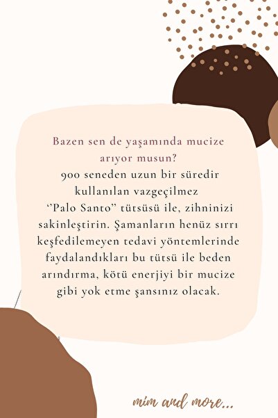 Mim and More 5'li Palo Santo Ağaç Tütsü Çubukları