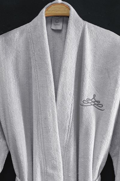Upline Men's Gray Extra Soft Kimono Bathrobe - Rise S/M, Cotton/Modal (S/M)