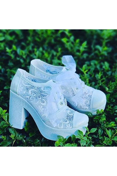 Ayakkabı Tutkusu Stilo ® Pantofi de mireasa albi de damă 10 cm