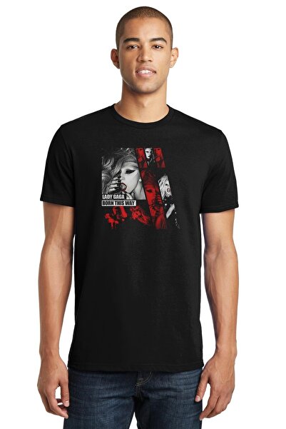 QIVI Oerzrpd Lady Gaga Music Music Printed Negru Tricou tricotat pentru bărbați