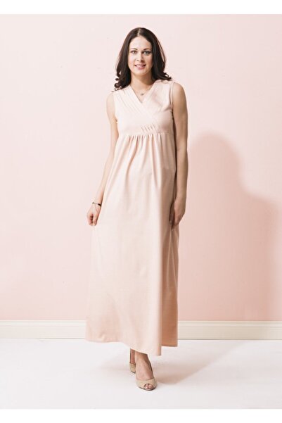 Genel Markalar Yakası Nervürlü Uzun Hamile Elbise