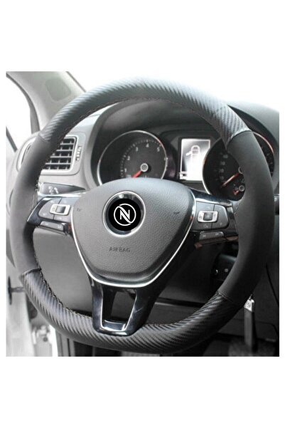 NEEBS Alcantra Karbon Yüzüksüz Siyah Dikişli Direksiyon Kılıfı