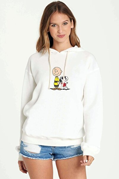 QIVI Чарлі Браун і Снупі від Snoopy Біла жіноча в'язана кофта з капюшоном і д...