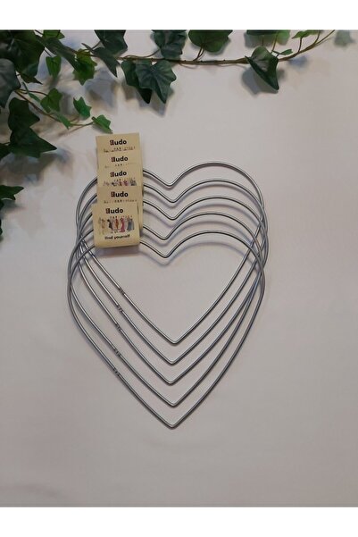 Enludo طقم قلب مكرميه معدني 25 سم مكون من 5 قطع حلقة بكرة مجلفنة Dream Catcher