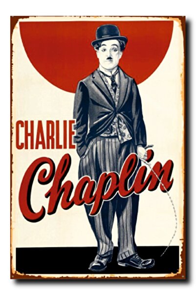 Komut Τσάρλι Τσάπλιν Ρετρό Ξύλινη Πινακίδα Τοίχου με Αφίσα |   Βίντατζ Διακόσ...
