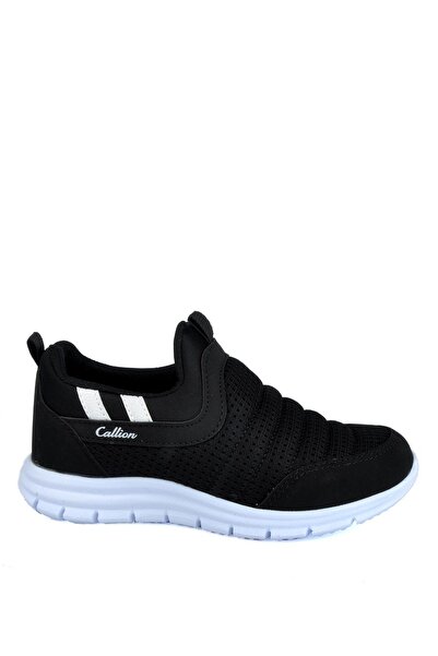 KONFOR Erkek Çocuk Siyah Ortopedik Fileli Rahat Spor Ayakkabı