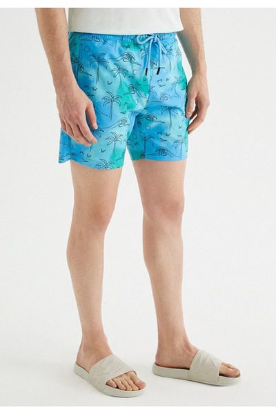 WESTMARK LONDON Pantaloni scurți de baie pentru bărbați, turcoaz, cu ajustare normală, Palms
