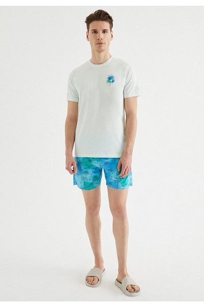 WESTMARK LONDON Pantaloni scurți de baie pentru bărbați, turcoaz, cu ajustare normală, Palms