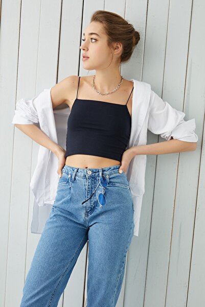 Bipantolon Дамско тъмносиньо бюстие с въжени презрамки