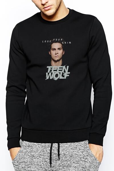 QIVI Teen Wolf Lose Your Mind Štampano crna muška Pleteno majica dugih rukava