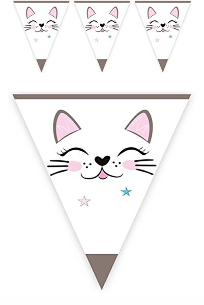 parti sürprizi Πανό με σημαία τριγώνου για πάρτι γατάκια