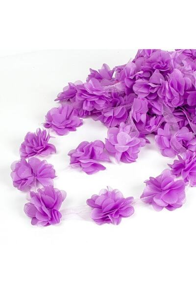 Aker Hediyelik Λιλά 1m Rose Laser Cut Flower 12-13 τμχ Organza Tulle Edge Ornament Textile Design Ύφασμα Τεχνητό Στολίδι –