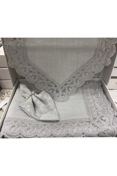 safir home collection Aksarçeyiz Jute Masa Örtüsü Takımı 12 Kişilik Linen Sim...