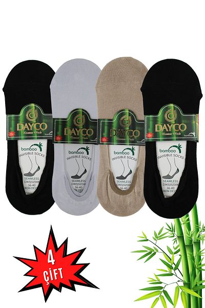 DAYCO Balerini de damă Bamboo pachet de 4 (negru-bej-alb)