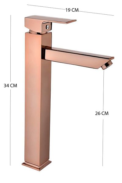 HMS Square Open Close Long Bowl Sink Faucet Copper