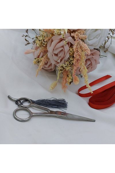 Aker Hediyelik Long Embroidered Handled String Scissors
