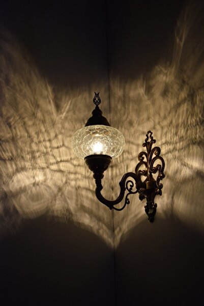 karlıkturistik Osmanlı Aplik,tekli Yukarı Yönlü Dekoratif Duvar Lambası,otantik Lamba,şefaf Çatak Camlı