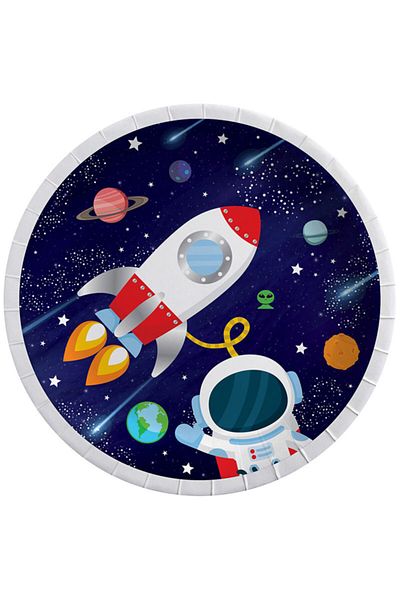 parti sürprizi Cosmic Galaxy Space Theme Plate 8 Pieces
