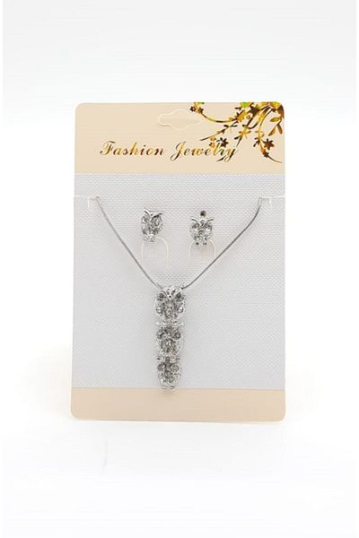 Merve Owl Embroidered Necklace-Earring Set