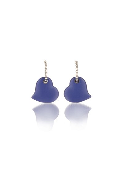 Leerybee Matte Navy Blue Antiallergic Heart Earrings