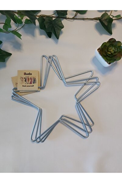 Enludo مجموعة معدنية على شكل نجمة مكرامية مقاس 25 سم مكونة من 3 قطع حلقة بكرة مجلفنة