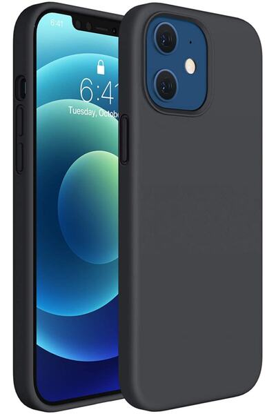 Fibaks Apple Iphone 12/12 Pro Uyumlu Kılıf Lansman Içi Kadife Soft Yumuşak Dokulu Liquid Silikon