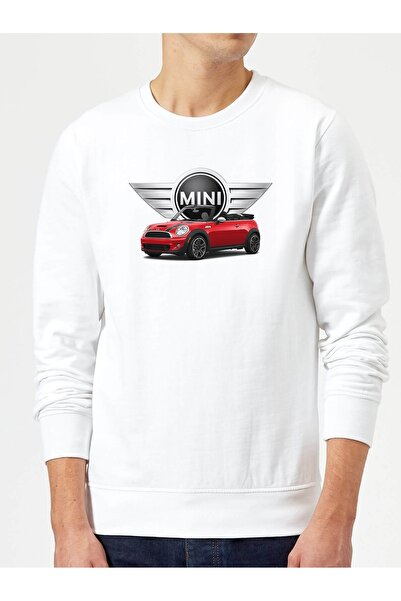 QIVI Mini Cooper Štampano bela muška Pleteno majica sa dugim rukavima