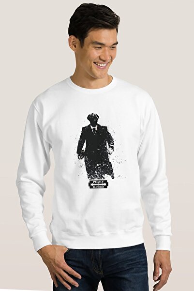 QIVI Peaky Blinders Tommy Shelby Black Man Printed White Men's Knitted Sweats...
