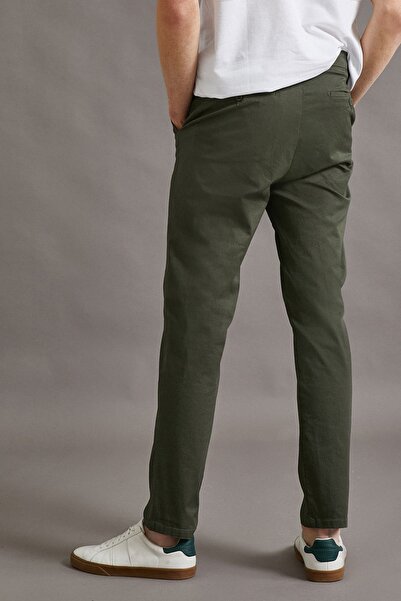 Koton Men's Green Tapared Fit Pants Cotton with Pockets