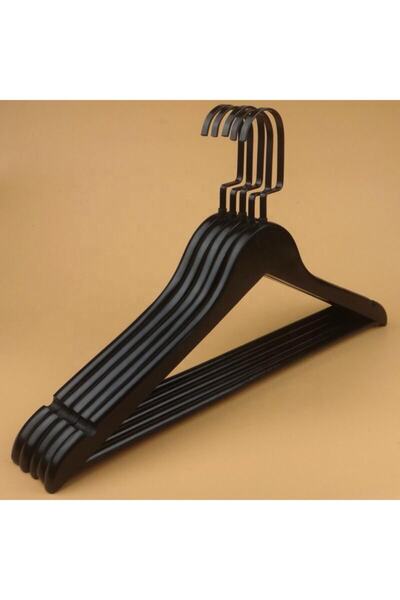 menofis Siyah Ahşap Askı Kıyafet Elbise Gömlek Ve Pantolon Askısı 12 Adet Lük...