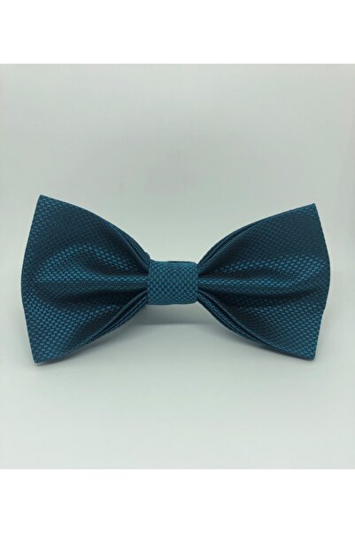 CRWAT ® Petrol Blue / Woven Patterned Fabric Bow Tie - with Handkerchief