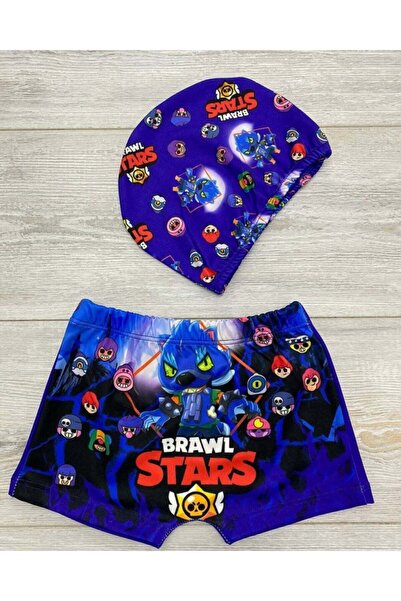 Genel Markalar Brawl Stars Desenli Erkek Çocuk Mayo ve Bone