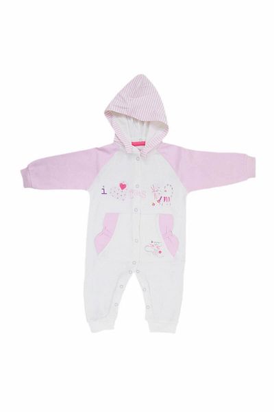Aziz Bebe 6391 Model Baby Jumpsuit - Ecru/Pink, Age 0