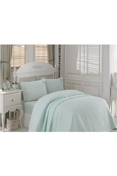 Özdilek Ranforce Mint Flower - Striped Single Pique Set