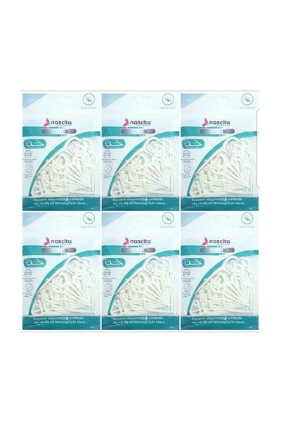 nascita Mint Flavored Double Sided Toothpick Dental Floss 50 x 6 Pack