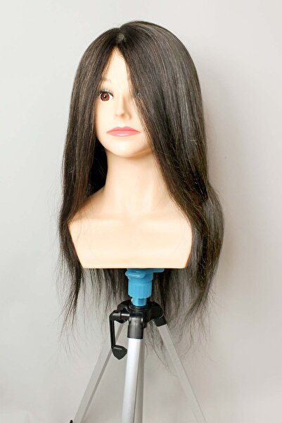 PRODİVA Kuaför Eğitim Mankeni Omuzlu Gerçek Saç - Kuaför Eğitim Puppeti - Standart Naturel 55 Cm