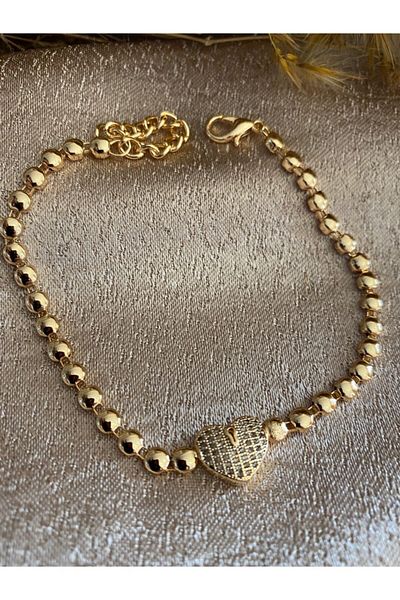 Markiz Takı Women's Yellow Stoned Heart Anklet