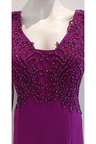 Saygın Women's Stoned Fish Evening Dress