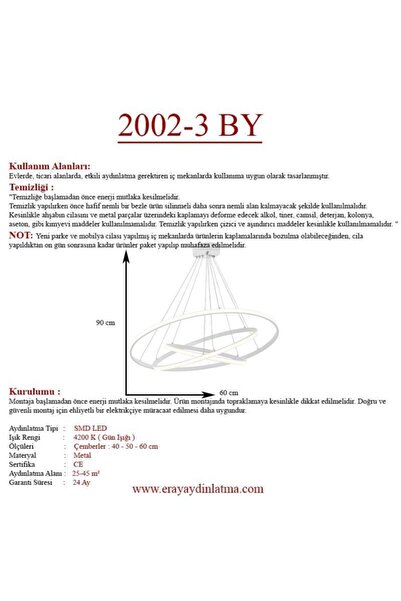 Eray Aydınlatma 2002-3 Beyaz Led Avize