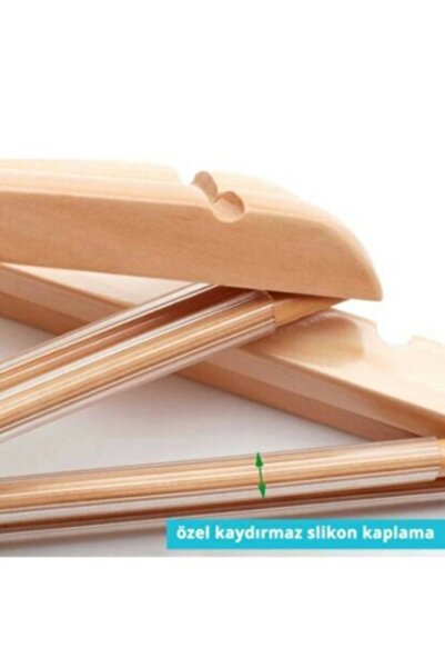 grafen Elbise Askısı Ahşap Kaymaz Silikon Hortumlu Kıyafet Askılık 120 Adet M...