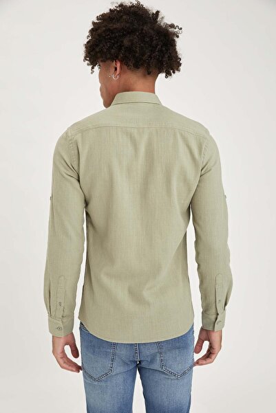 DeFacto Ανδρικό μακρυμάνικο πουκάμισο με λεπτή εφαρμογή
