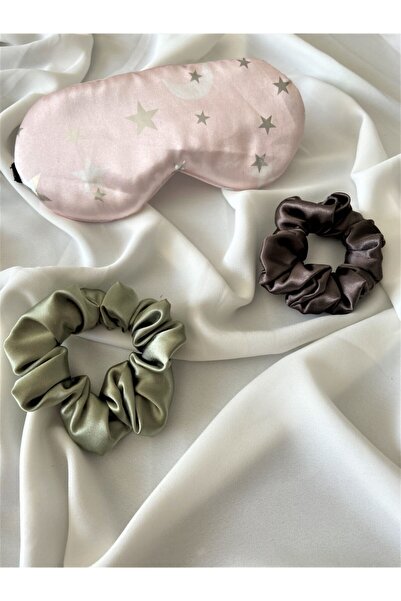 Chamis قناع نوم وردي فاتح ومجموعة إبزيم مطاطي مكونة من قطعتين