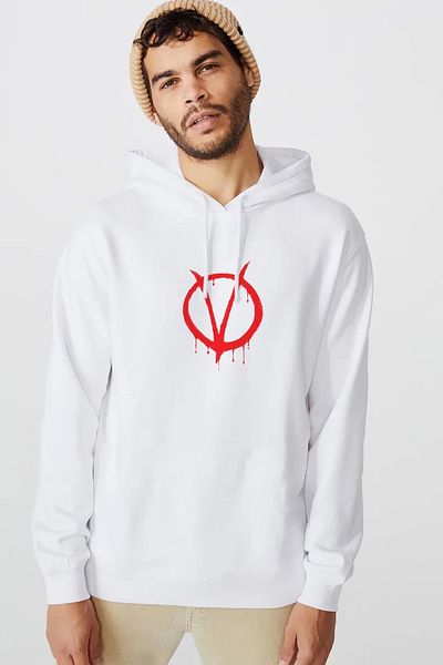 QIVI V For Vendetta Ανδρικό πλεκτό φούτερ με κουκούλα μακρυμάνικο