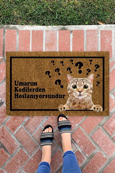 Buket Home Umarım Kediler Iç Ve Dış Mekan Dekoratif Çok Amaçlı Kapı Önü Paspası
